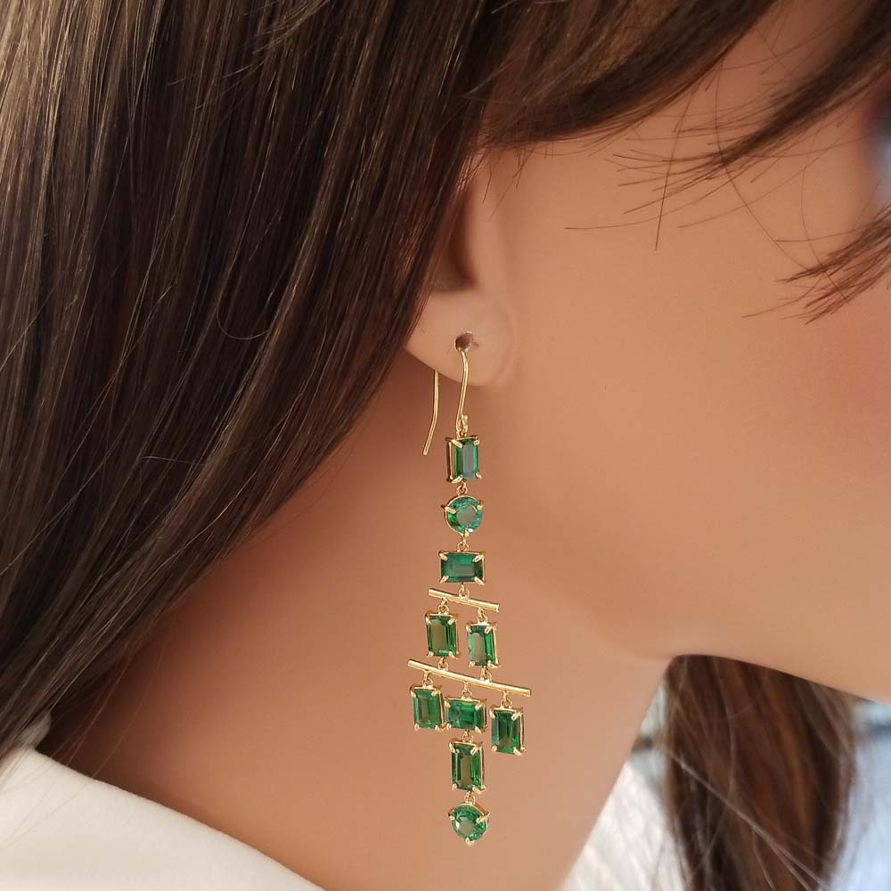 18K Yellow Gold Tsavorite Gemstone Earrings