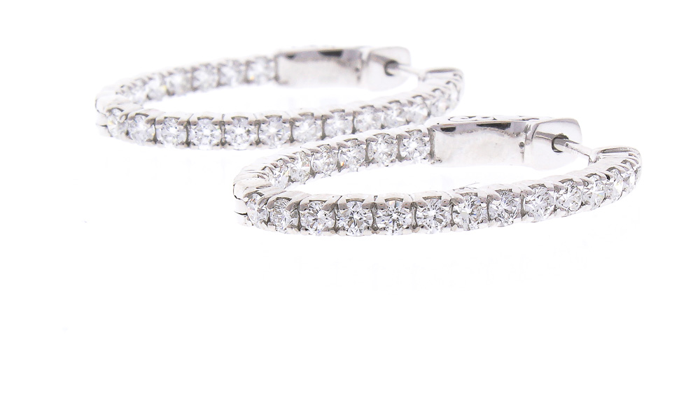 14K White Gold Diamond Gemstone Earrings