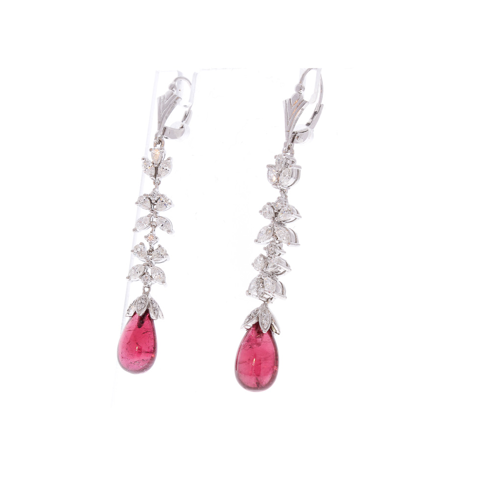 18K White Gold Rubelite Gemstone Earrings