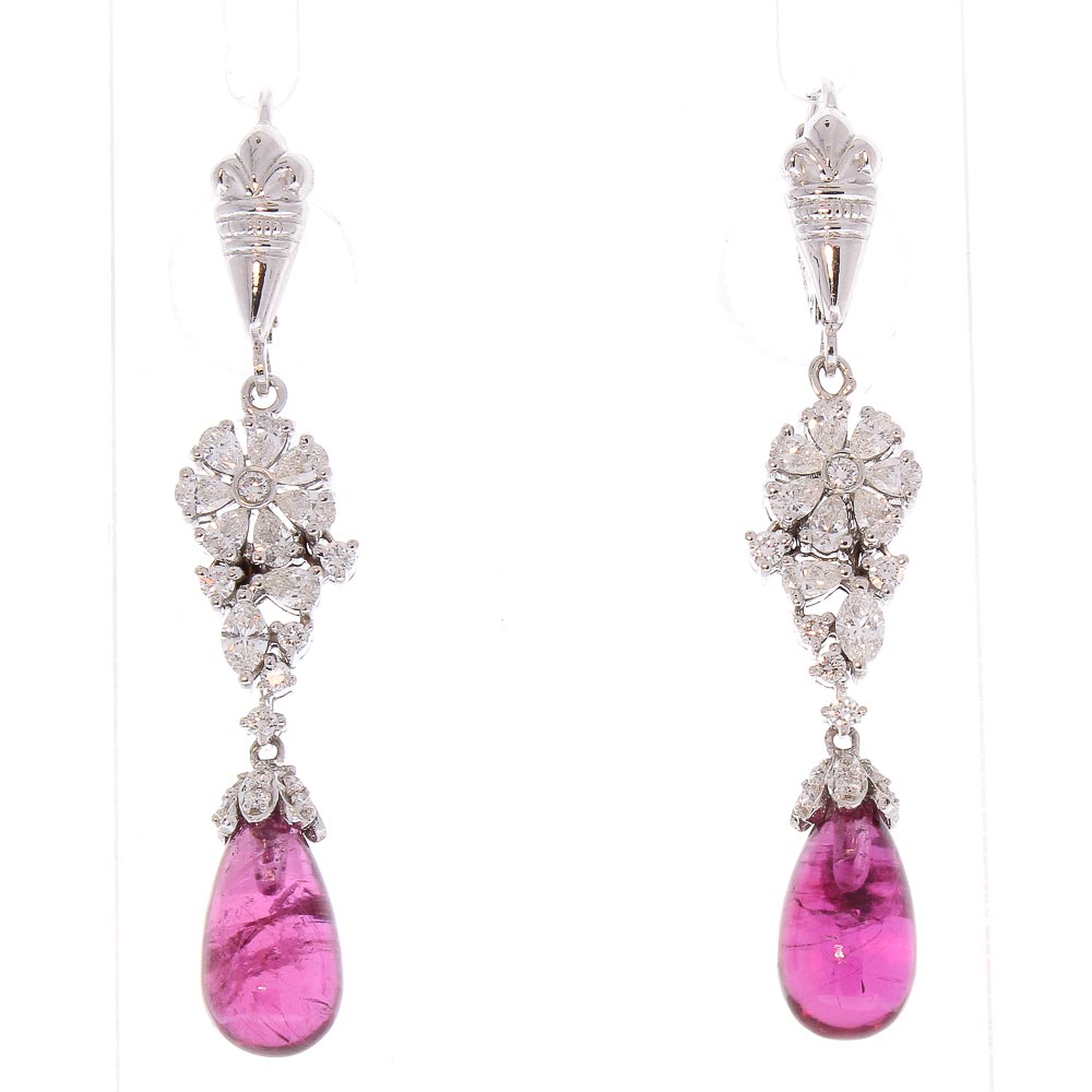 18K White Gold Rubelite Gemstone Earrings