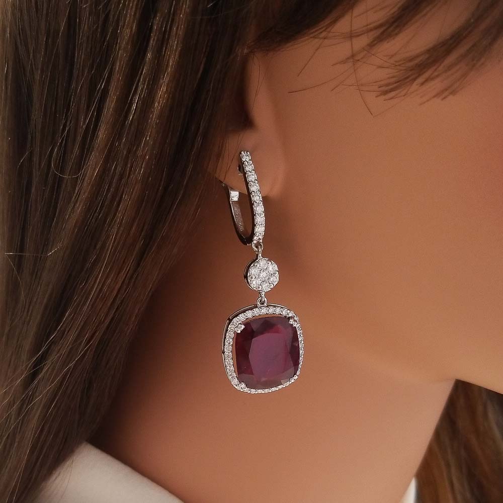 18K White Gold Rubelite Gemstone Earrings