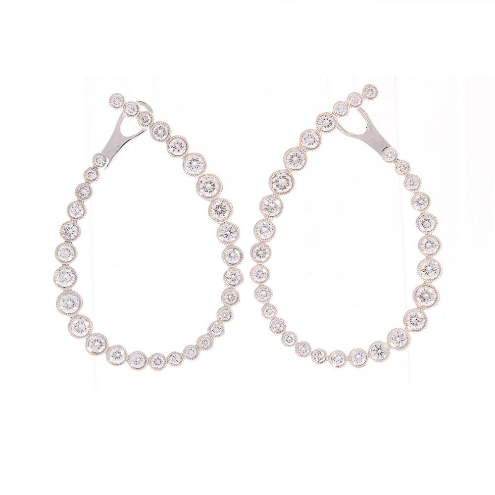 18K White Gold Diamond Gemstone Earrings