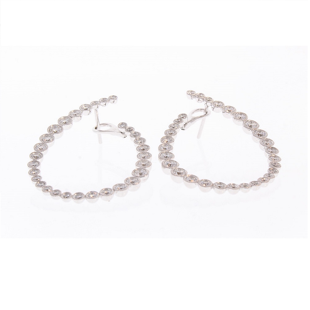 18K White Gold Diamond Gemstone Earrings