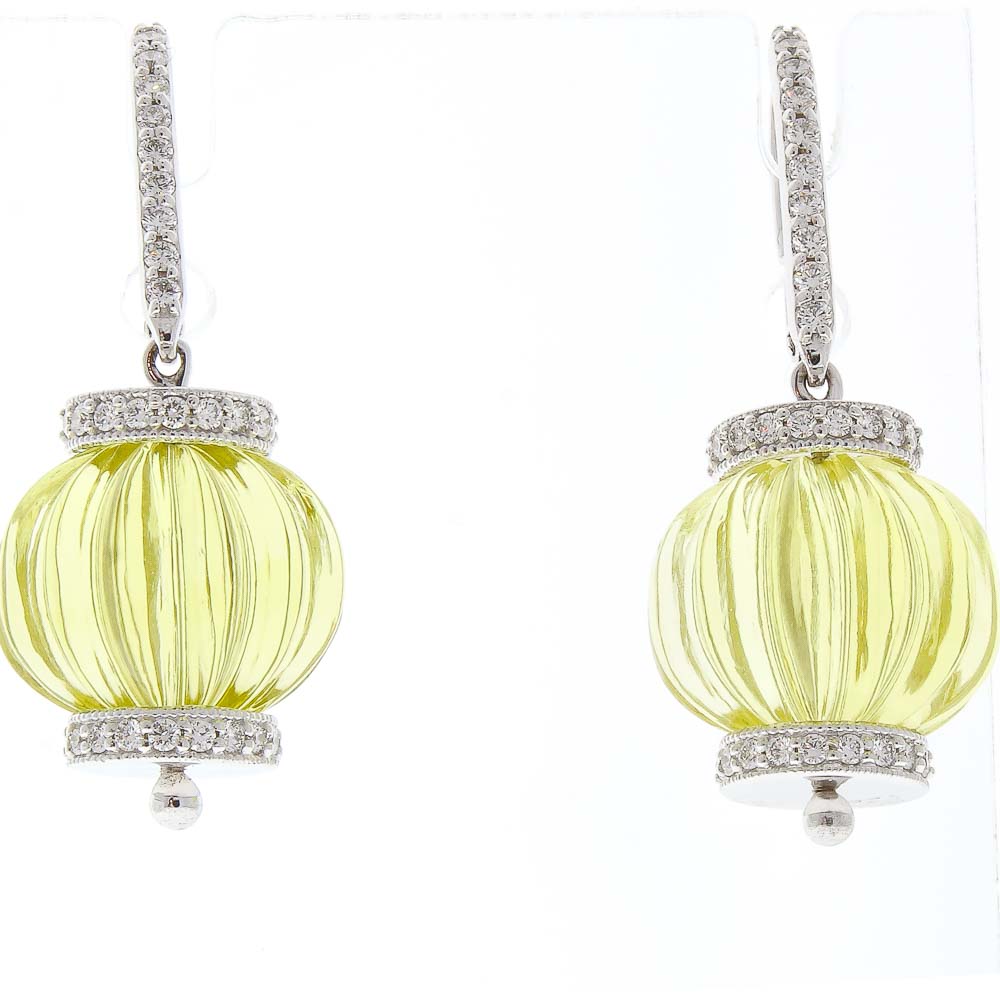 18K White Gold Quartz Gemstone Earrings