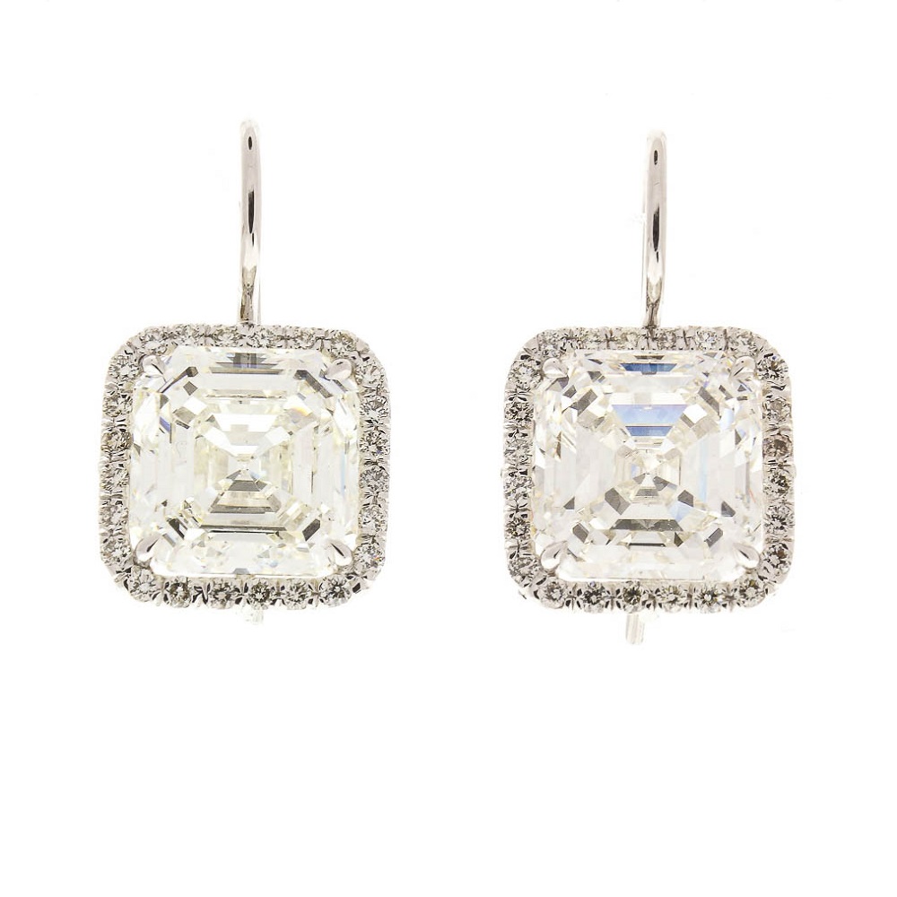 18K White Gold Diamond Gemstone Earrings