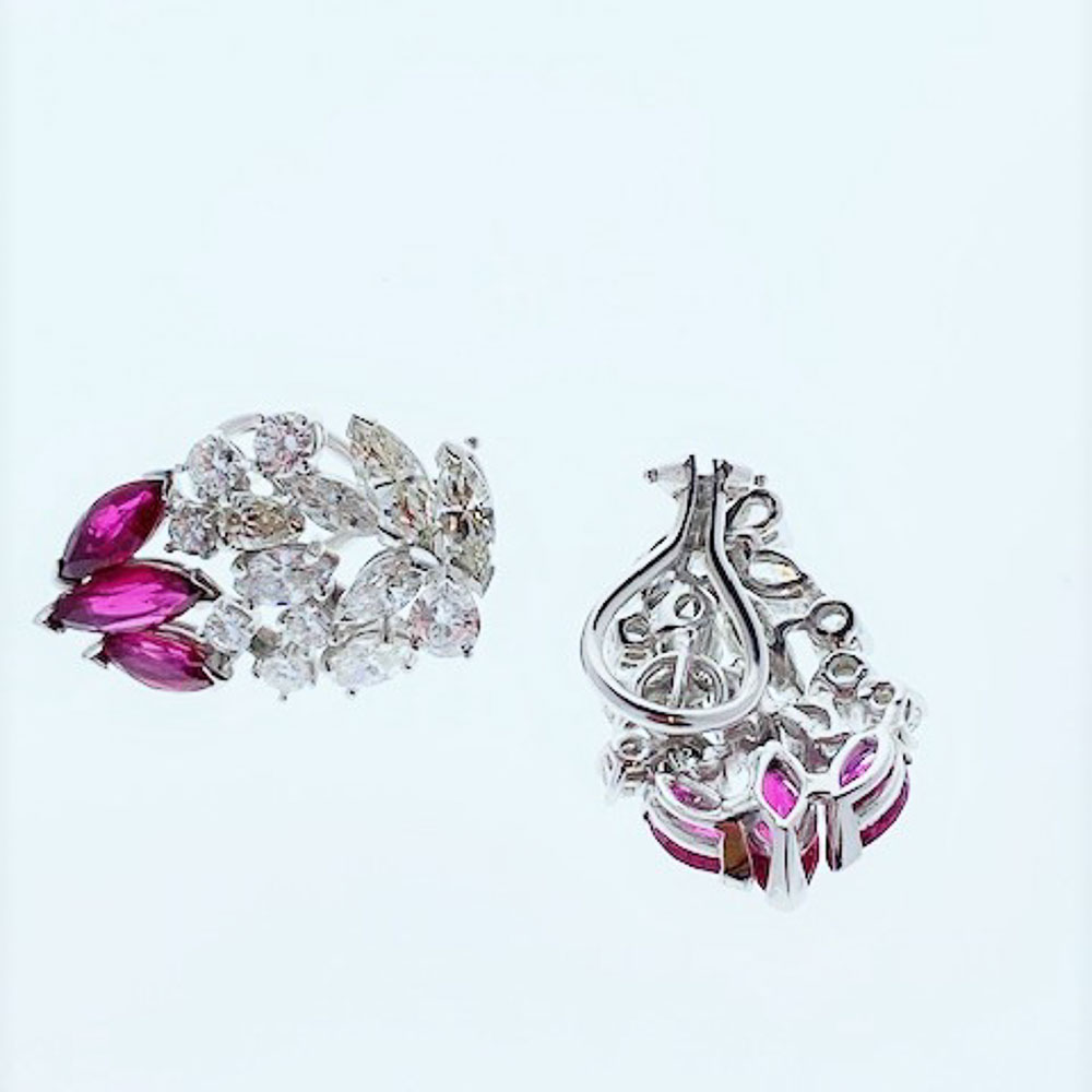 14K White Gold Diamond Gemstone Earrings