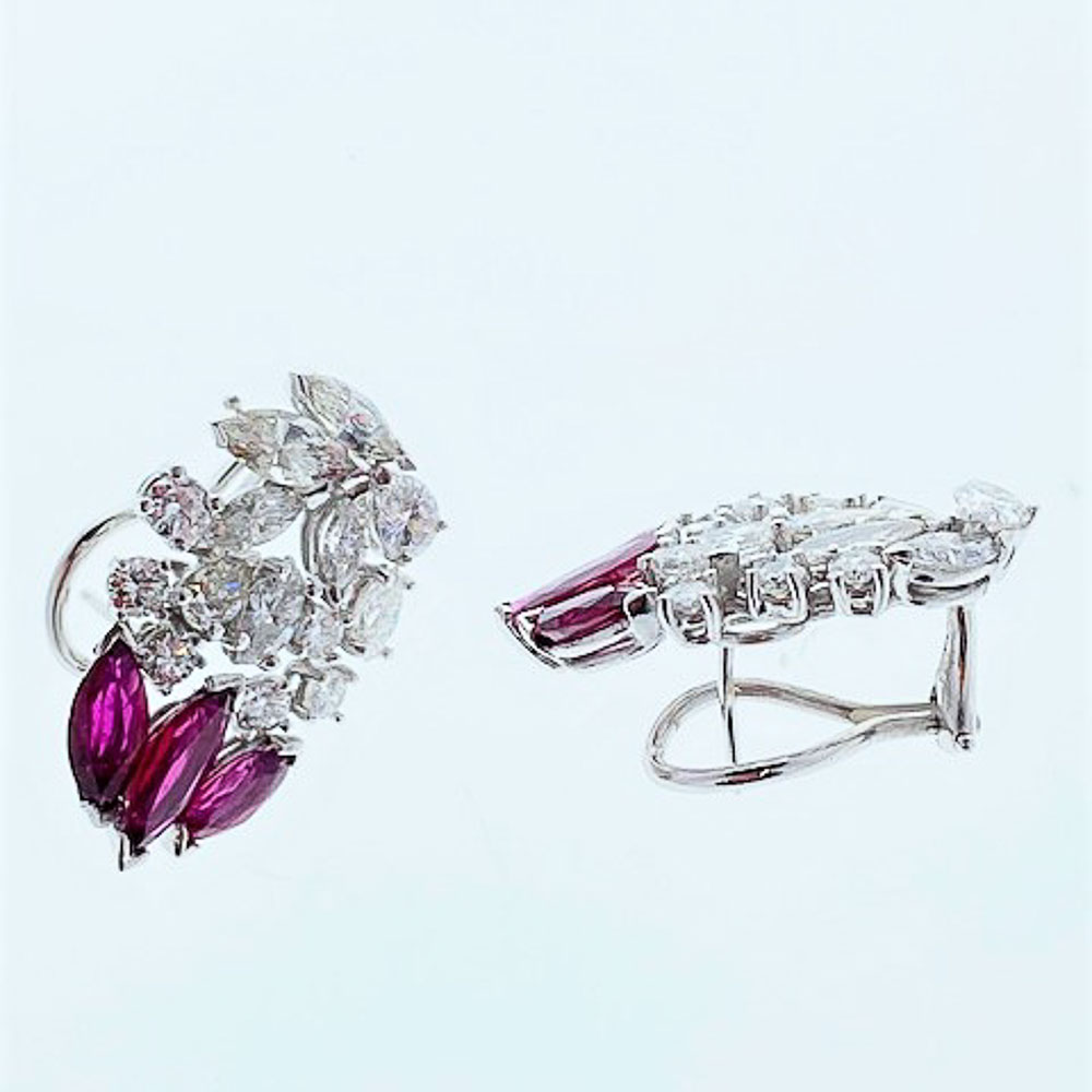 14K White Gold Diamond Gemstone Earrings