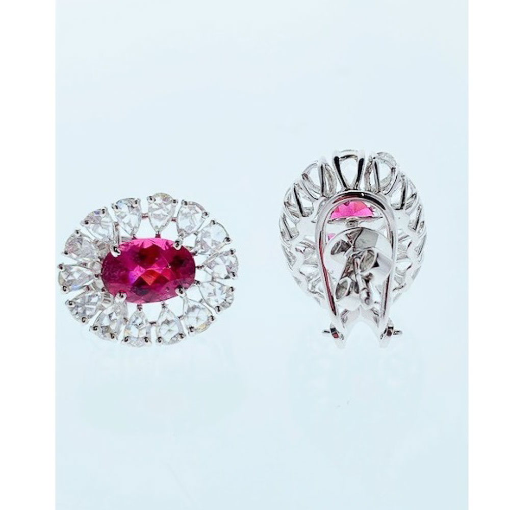 18K White Gold Rubelite Gemstone Earrings