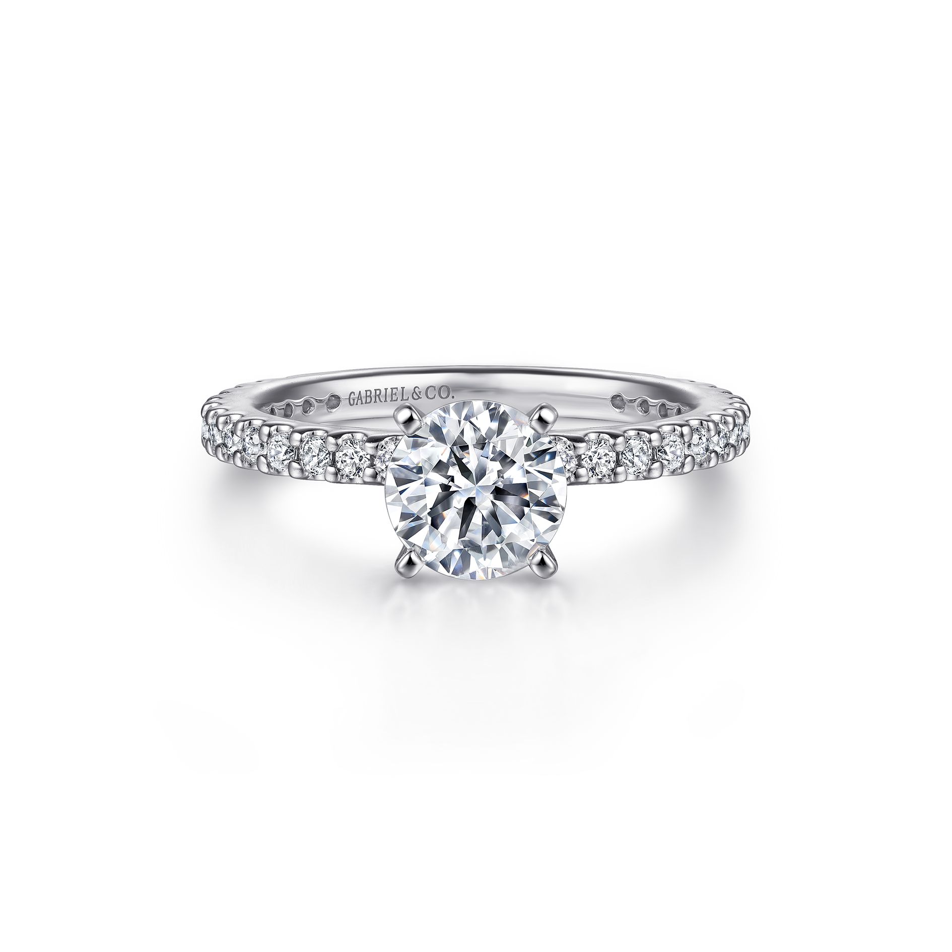 14 Karat White Gold Semi-Mount Ring With 28  Round G/H SI1-2 Diamonds At 0.37 Total Diamond Weight