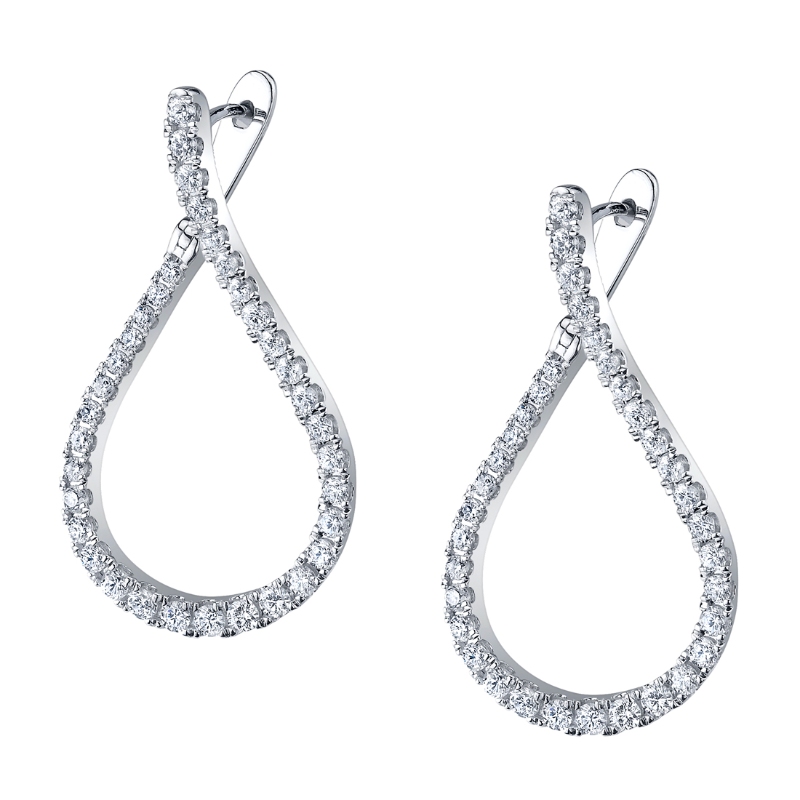 Modern Diamond Hoop Earrings - 1.5 Carat