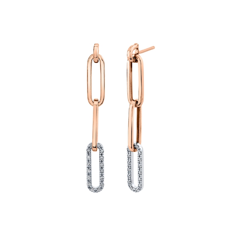 Diamond Paperclip Dangle Earrings