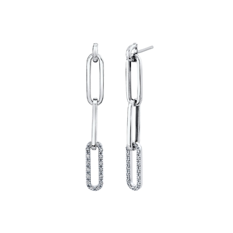 Diamond Paperclip Dangle Earrings