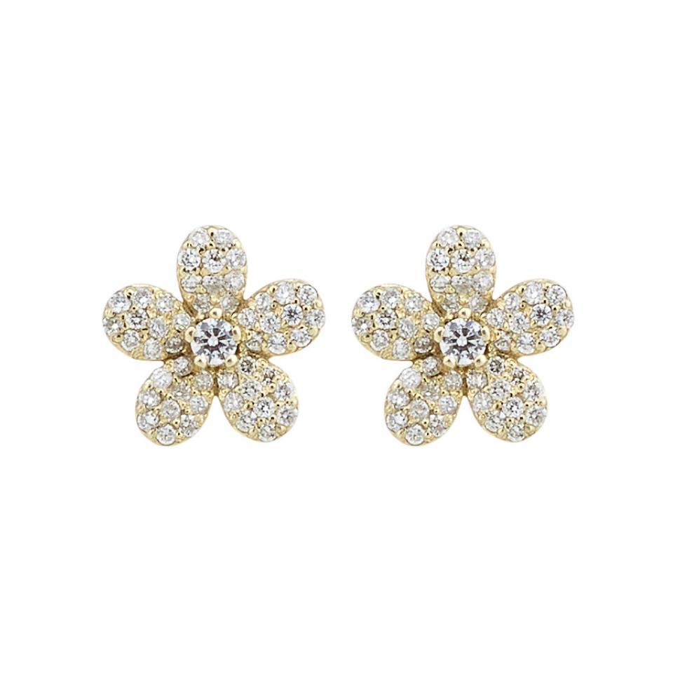 14kt Yellow Gold Diamond Clover Earrings