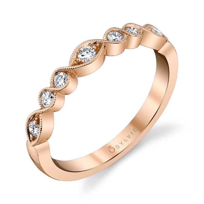 Elegant Rose Gold Stackable Wedding Band - Roseanne