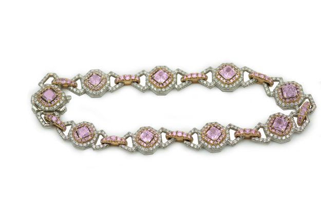 Bracelet Plat, Pink Dia - 9=3.45 Pink/1.57 Pink Melee/ 1.80 White Melee