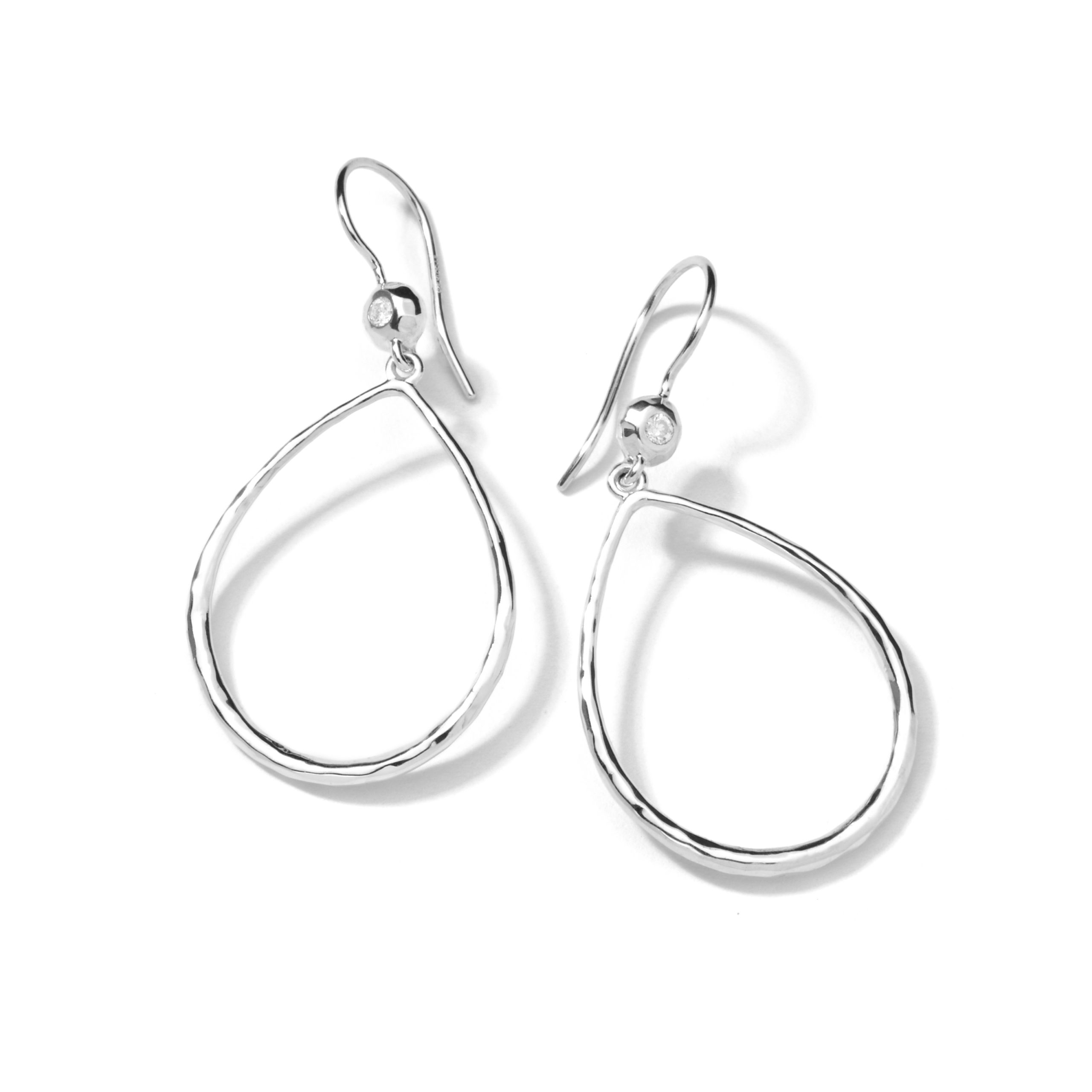 Teardrop Earrings In Sterling Silver With Diamonds