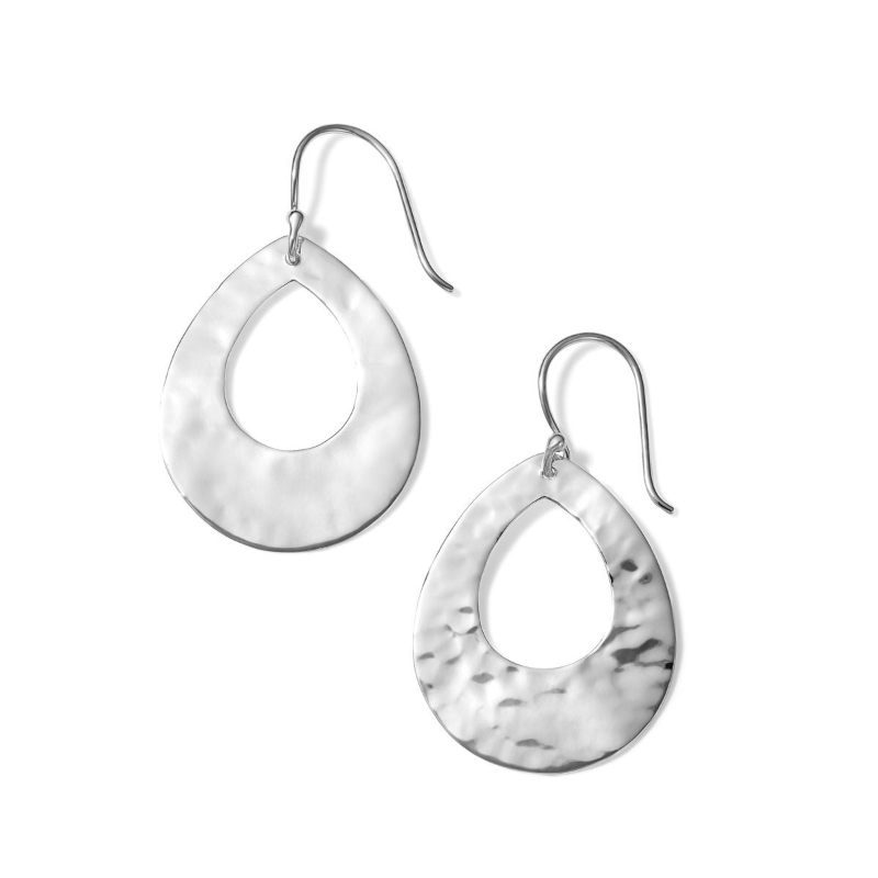 Silver Classico Crinkle Small Open Teardrop Earrings
