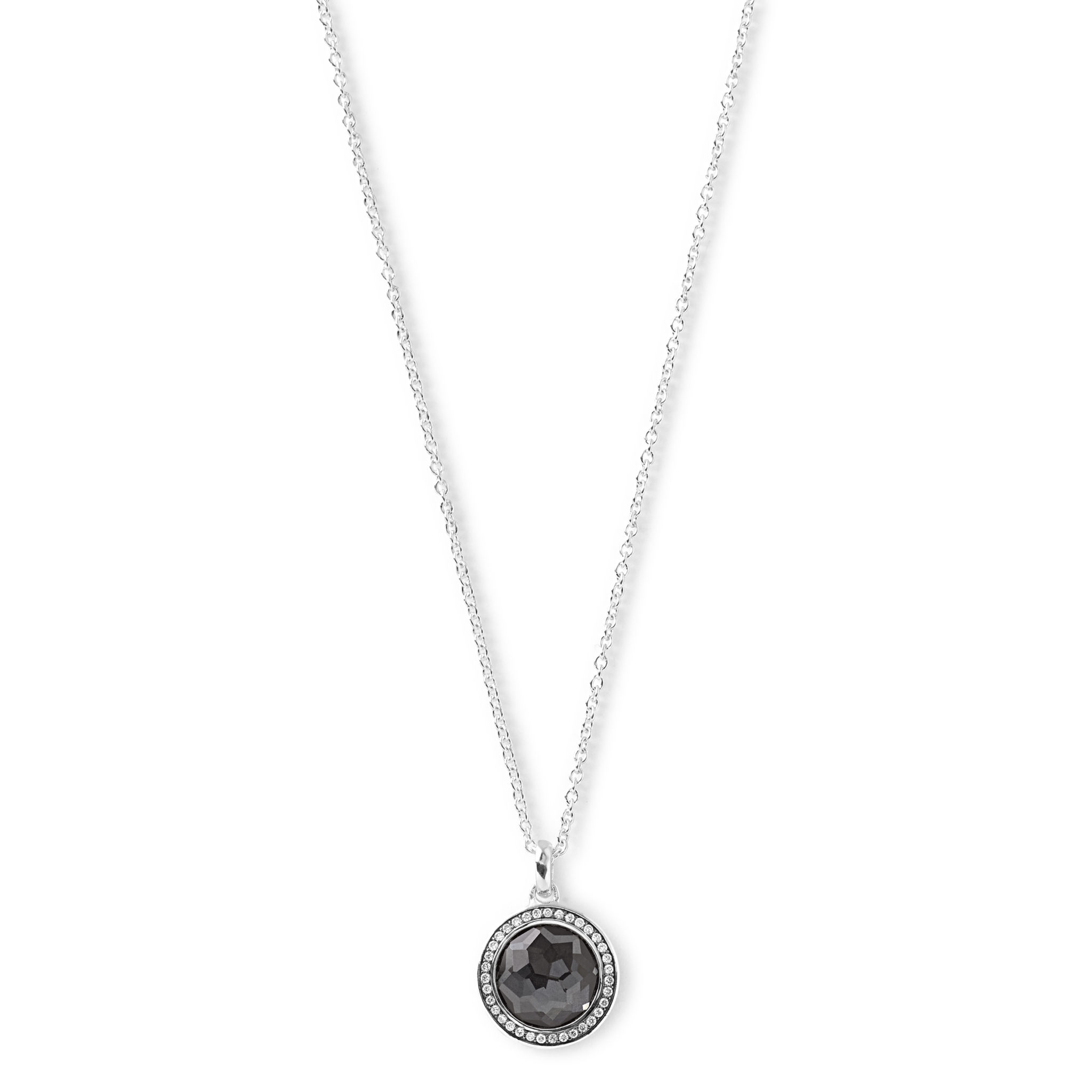 Mini Pendant Necklace In Sterling Silver With Diamonds