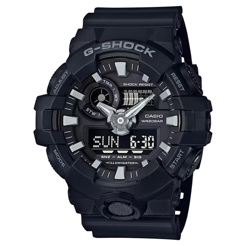 CASIO G-SHOCK FRONT BUTTON LED ANALOGUE/DIGITAL RESIN WATCH BLACK