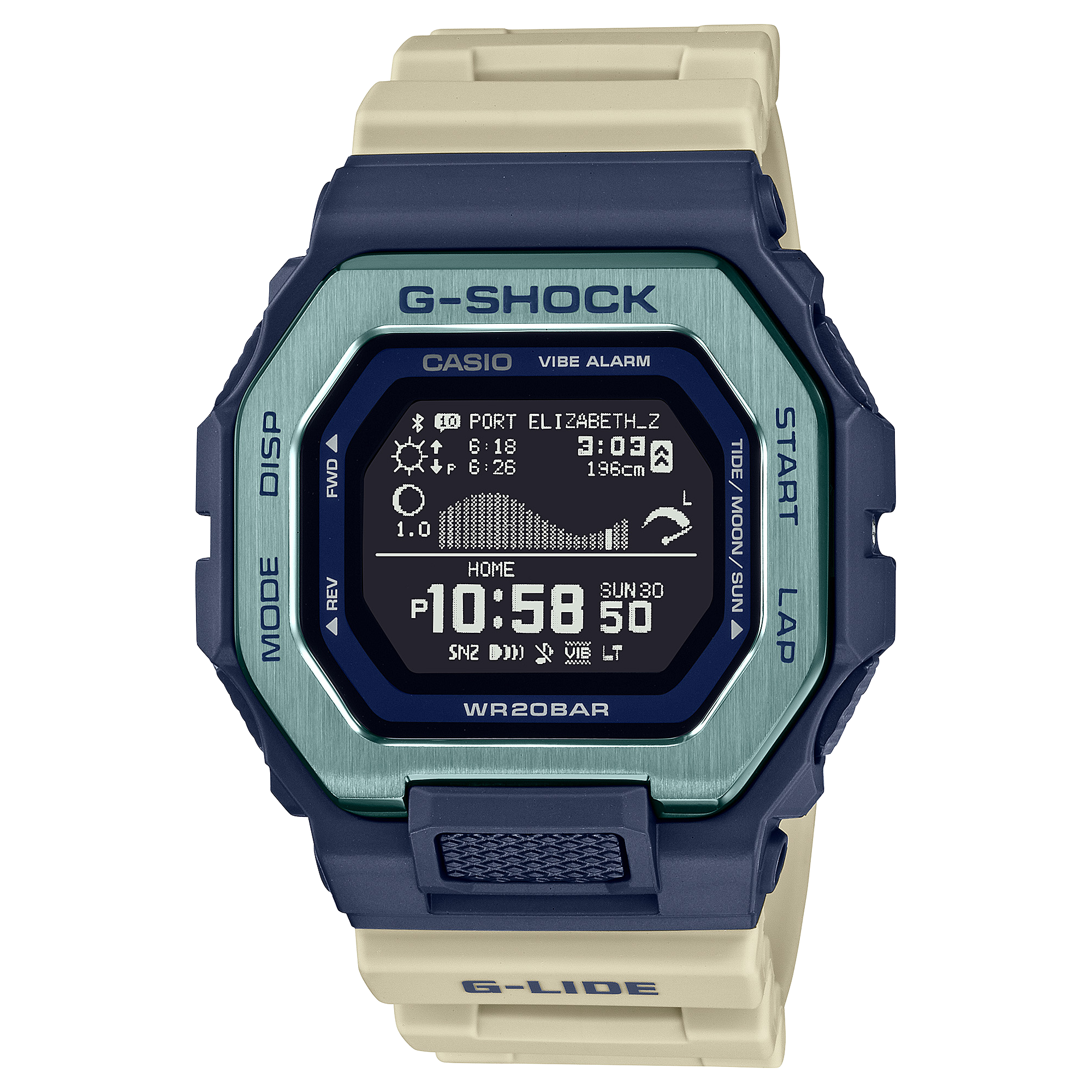 CASIO G-SHOCK DIGITAL BLUE/BEIGE RESIN WATCH