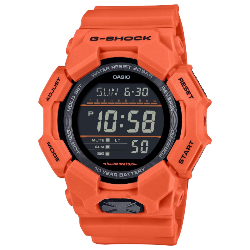 CASIO G-SHOCK DIGITAL ORANGE RESIN WATCH WITH 10-YEAR BATTERY