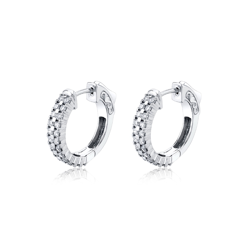 Double Row Diamond Huggies 1.00 CT