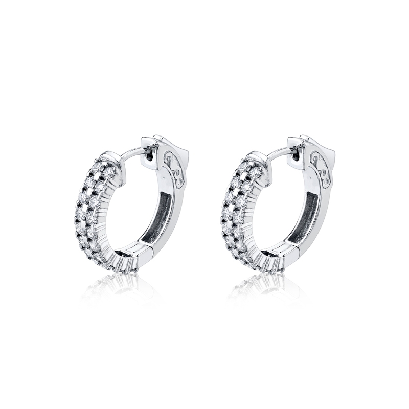 Double Row Diamond Huggies 1.20 CT