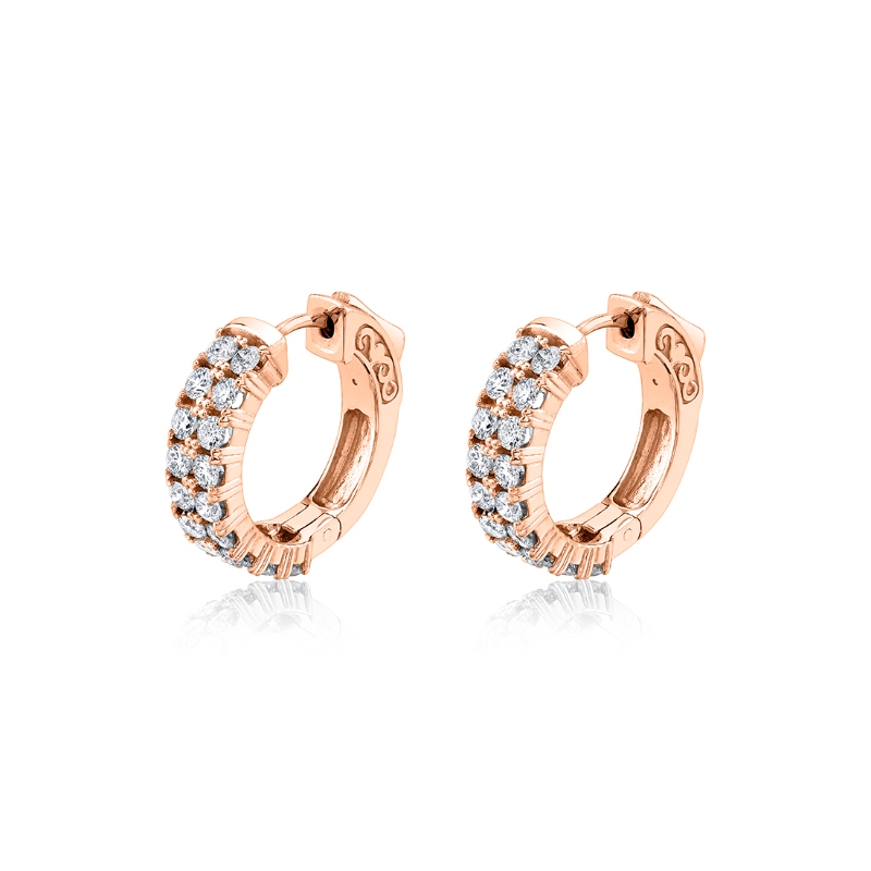 Double Row Diamond Huggie Hoops