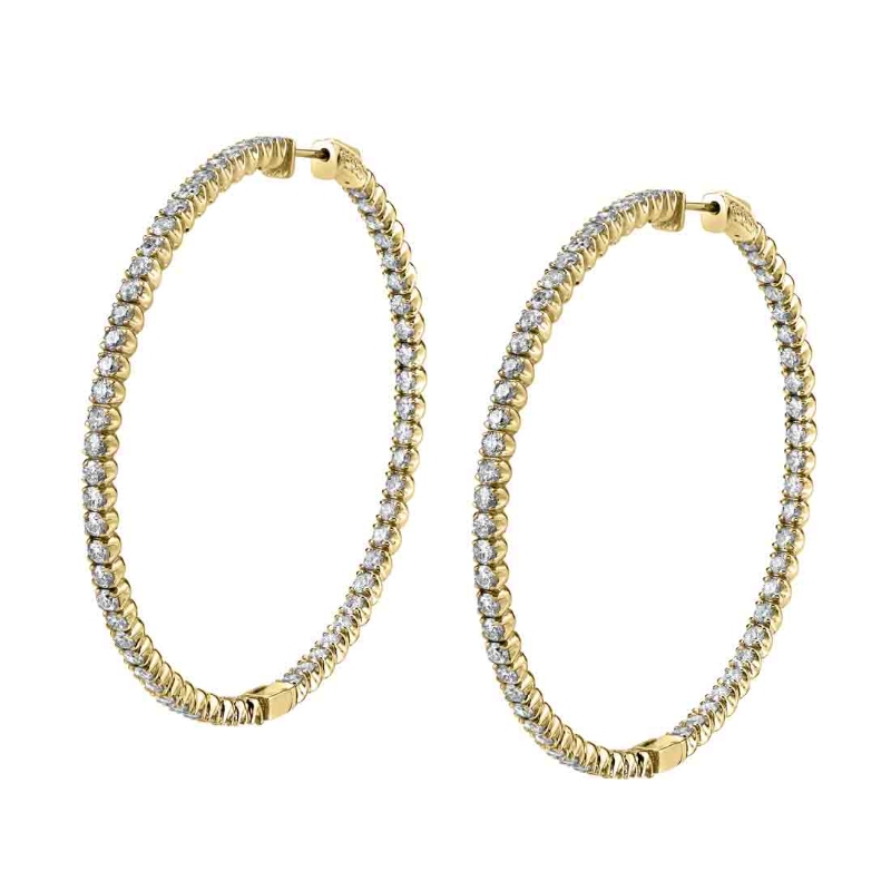 Thin Diamond Hoop Earrings - 50MM