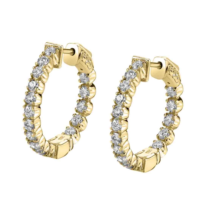 Thick Diamond Huggie Earrings - 19MM