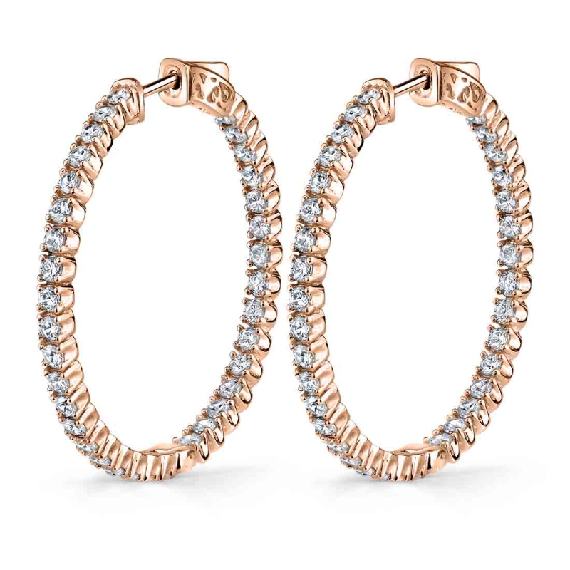 Large Diamond Hoop Earrings - 35MM