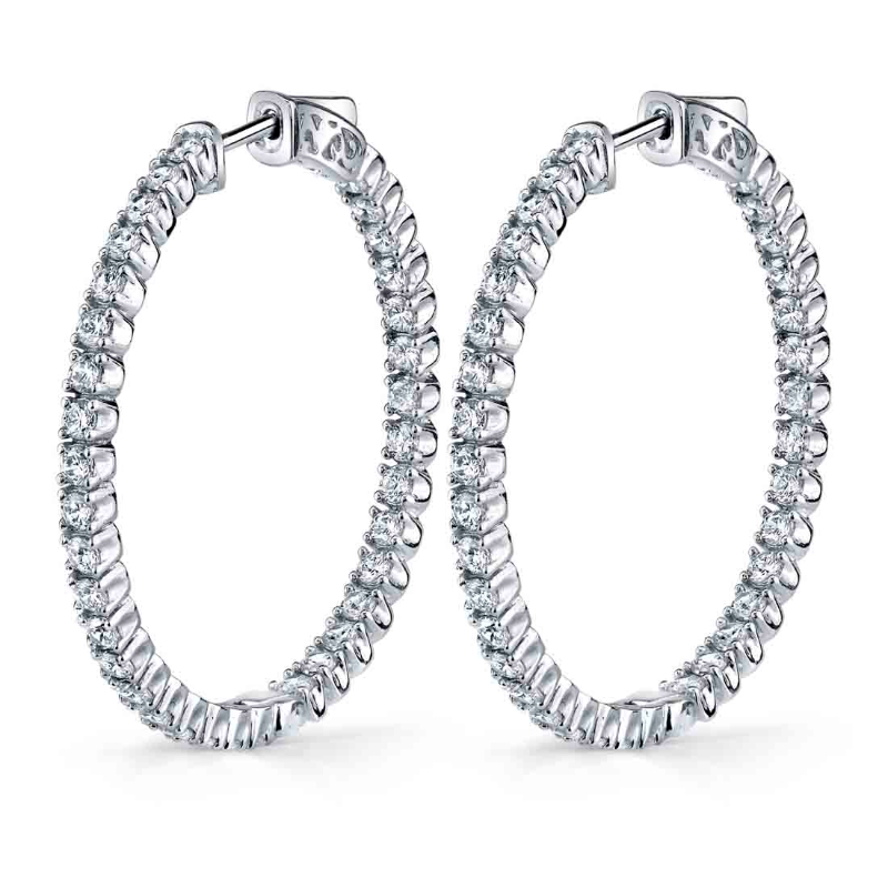 Large Diamond Hoop Earrings - 35MM