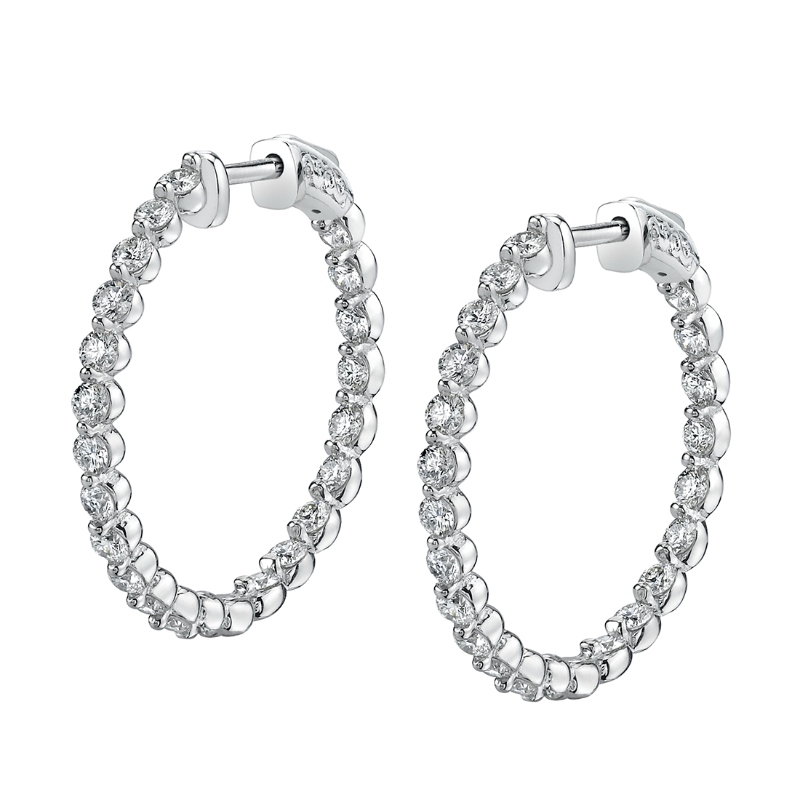 Single Prong Diamond Hoop Earrings 24MM