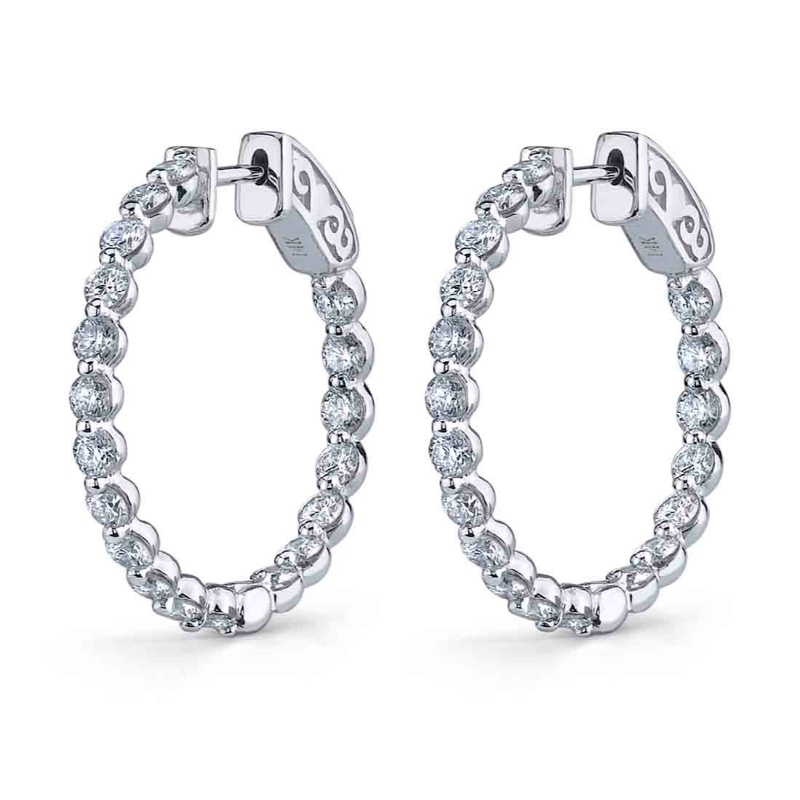 Single Prong Diamond Hoop Earrings - 23MM