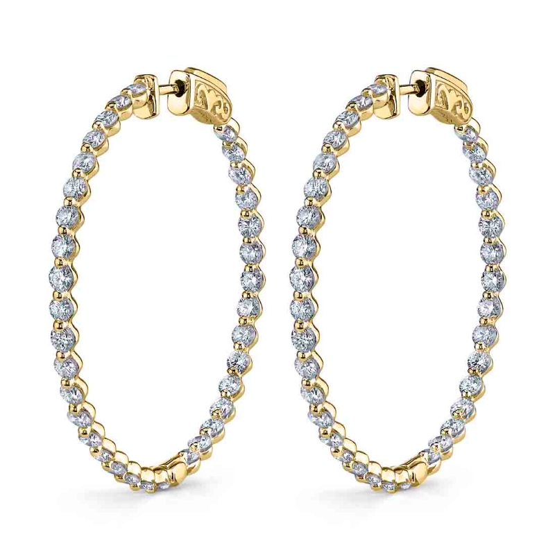 Single Prong Diamond Hoop Earrings - 32MM