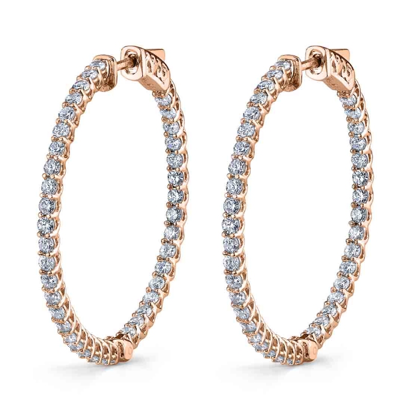 Thin Diamond Hoop Earrings - 35MM