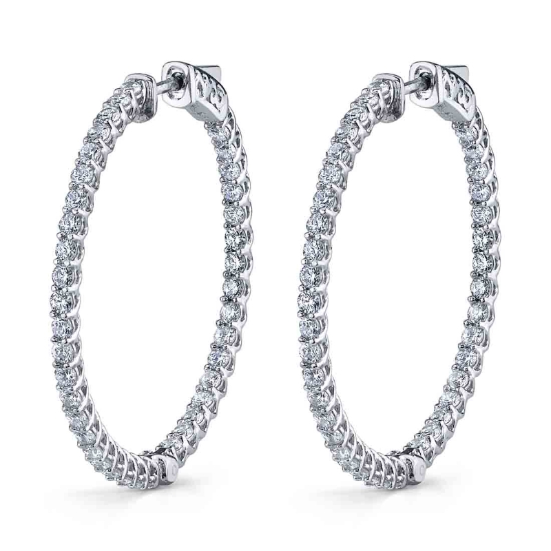 Thin Diamond Hoop Earrings - 35MM