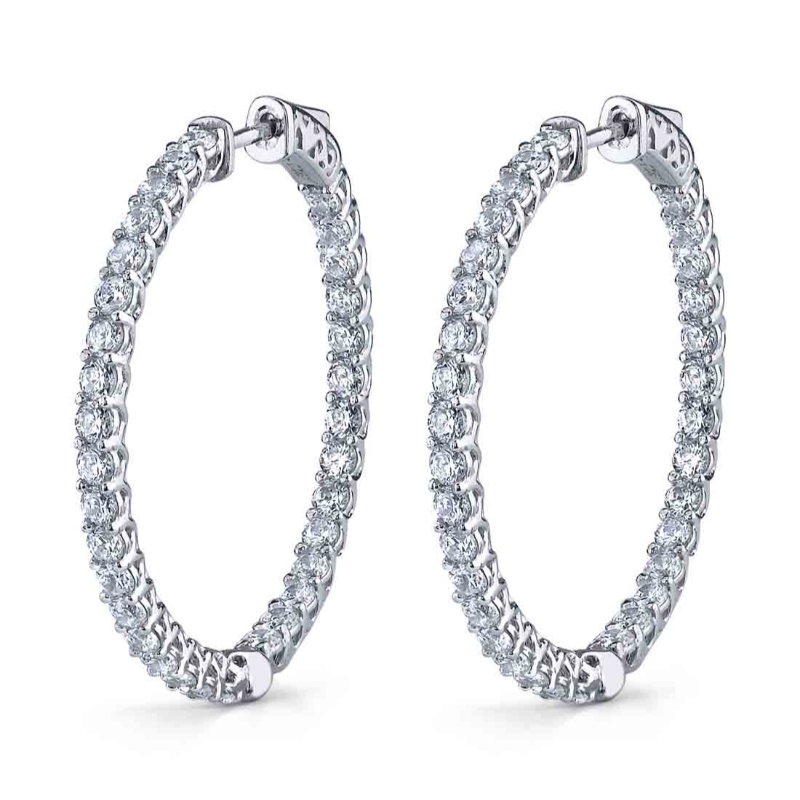 Thick Diamond Hoop Earrings - 35mm