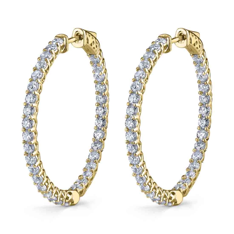 Thick Diamond Hoop Earrings - 35mm