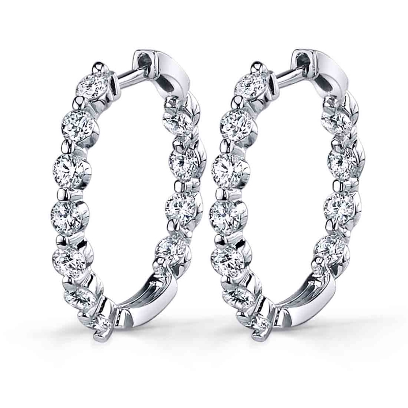 Single Prong Diamond Hoop Earrings
