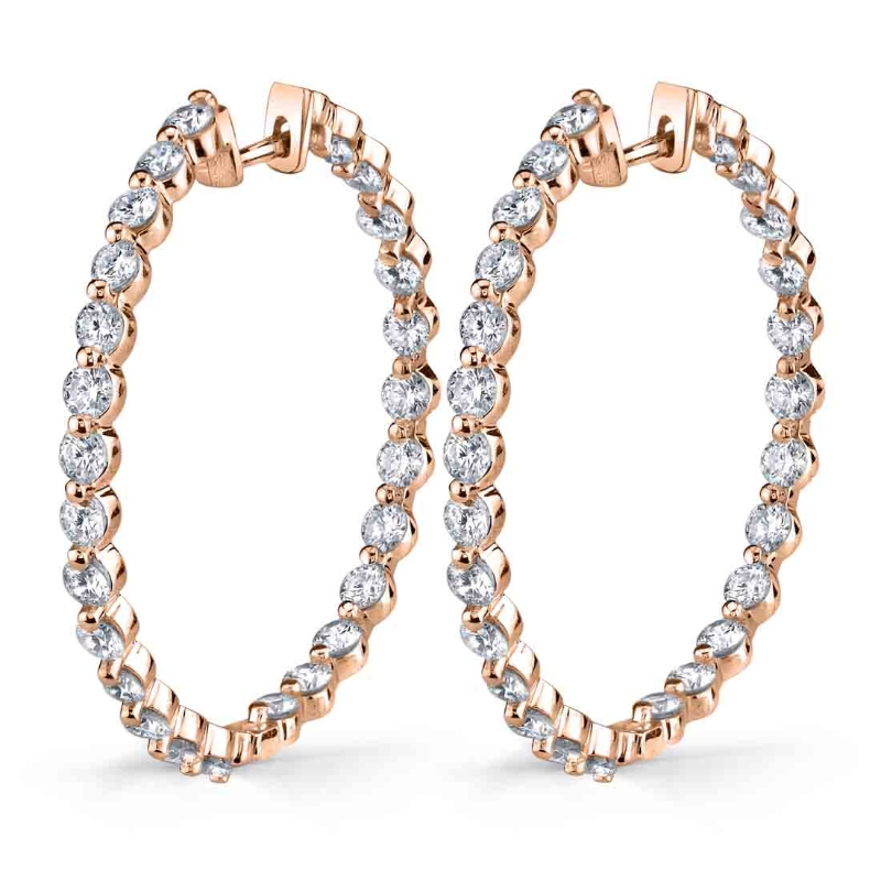 Single Prong Diamond Hoop Earrings