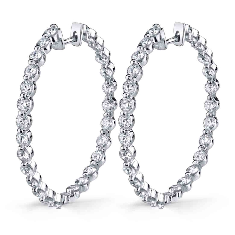 Single Prong Diamond Hoop Earrings