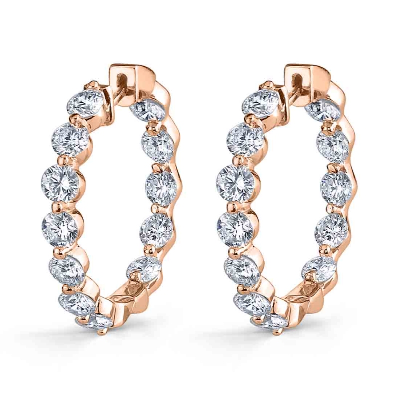 Single Prong Diamond Hoop Earrings