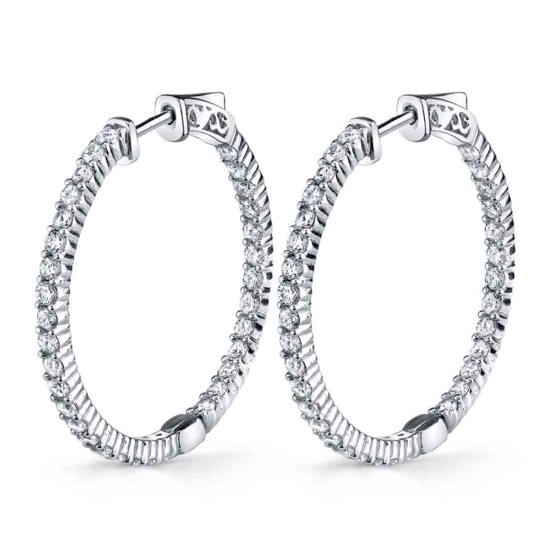 Classic Pave Diamond Hoop Earrings - 19MM - 1 CT