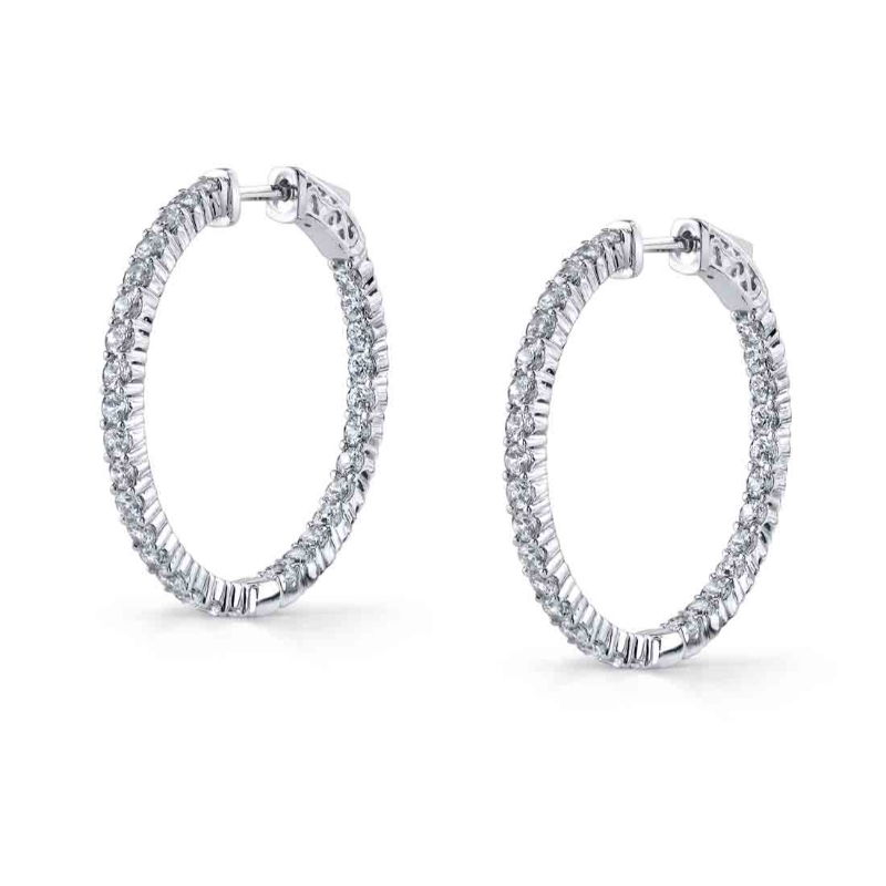 Classic Diamond Hoop Earrings - 32MM - 3 CT