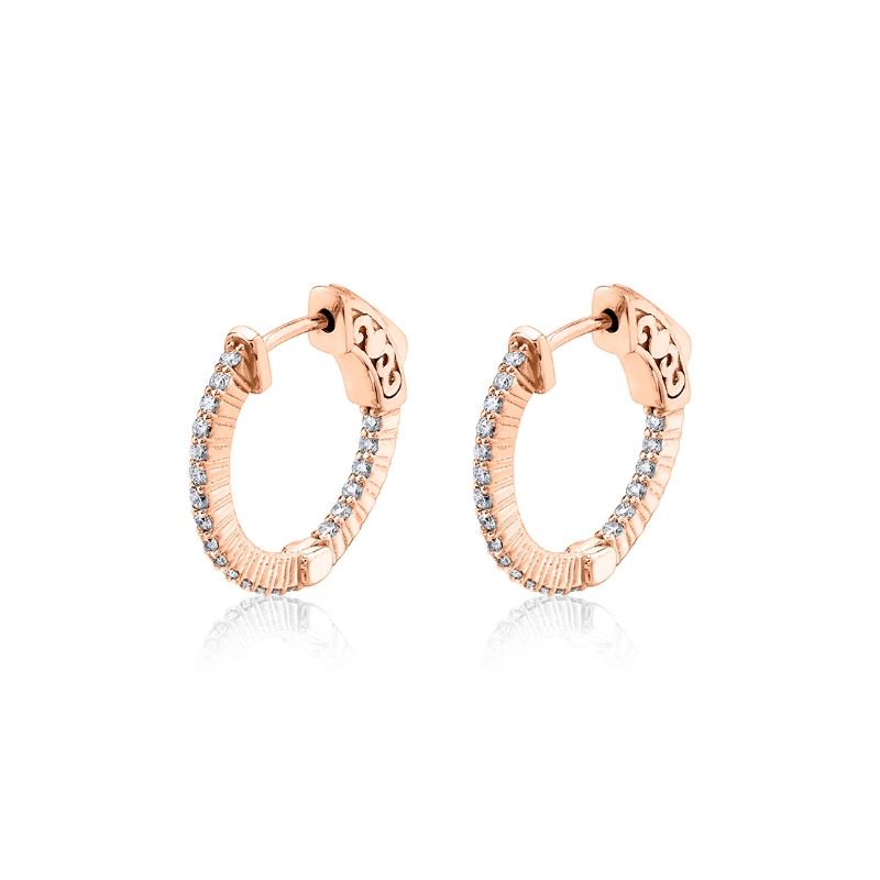 Shared Prong Diamond Hoop Earring - 18MM