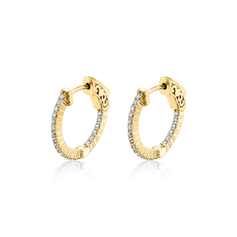 Shared Prong Diamond Hoop Earring - 18MM