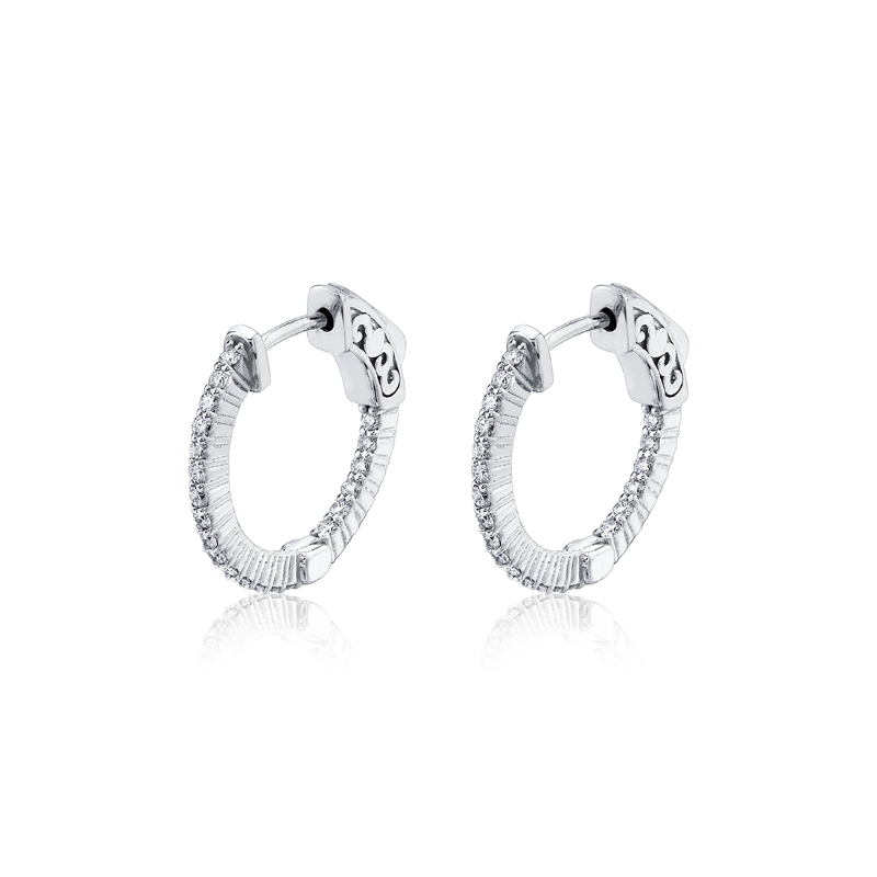Shared Prong Diamond Hoop Earring - 18MM