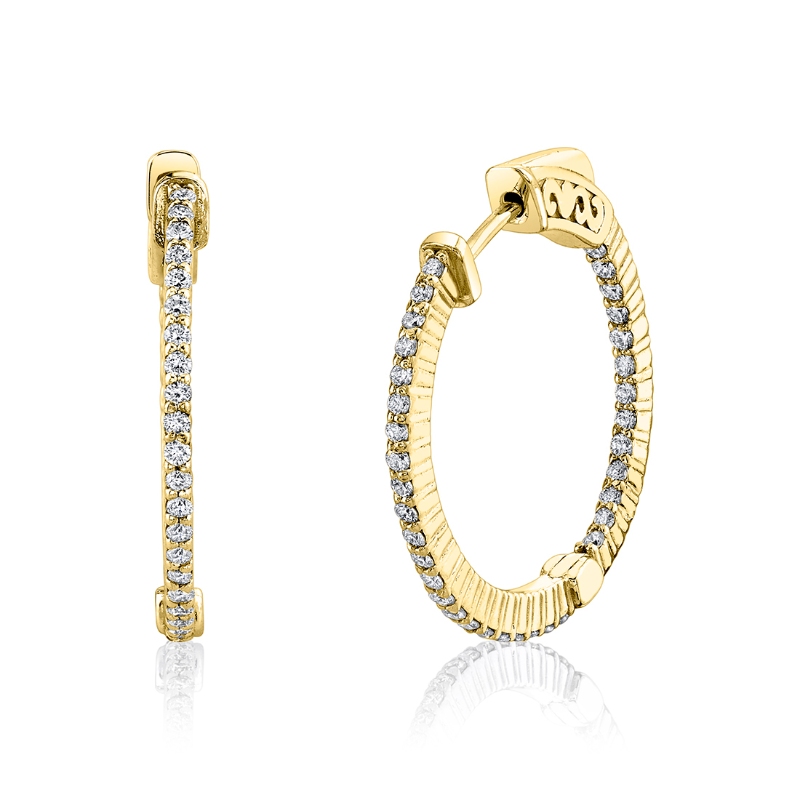 Shared Prong Diamond Hoop Earring - 24MM