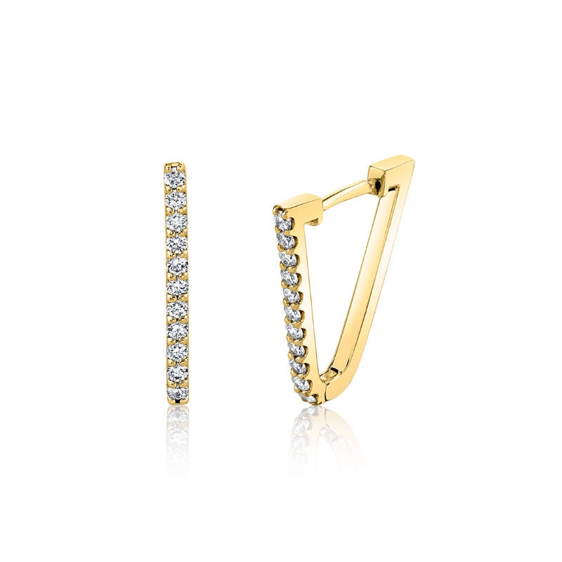 V-Shaped Diamond Hoop Earrings - 20MM